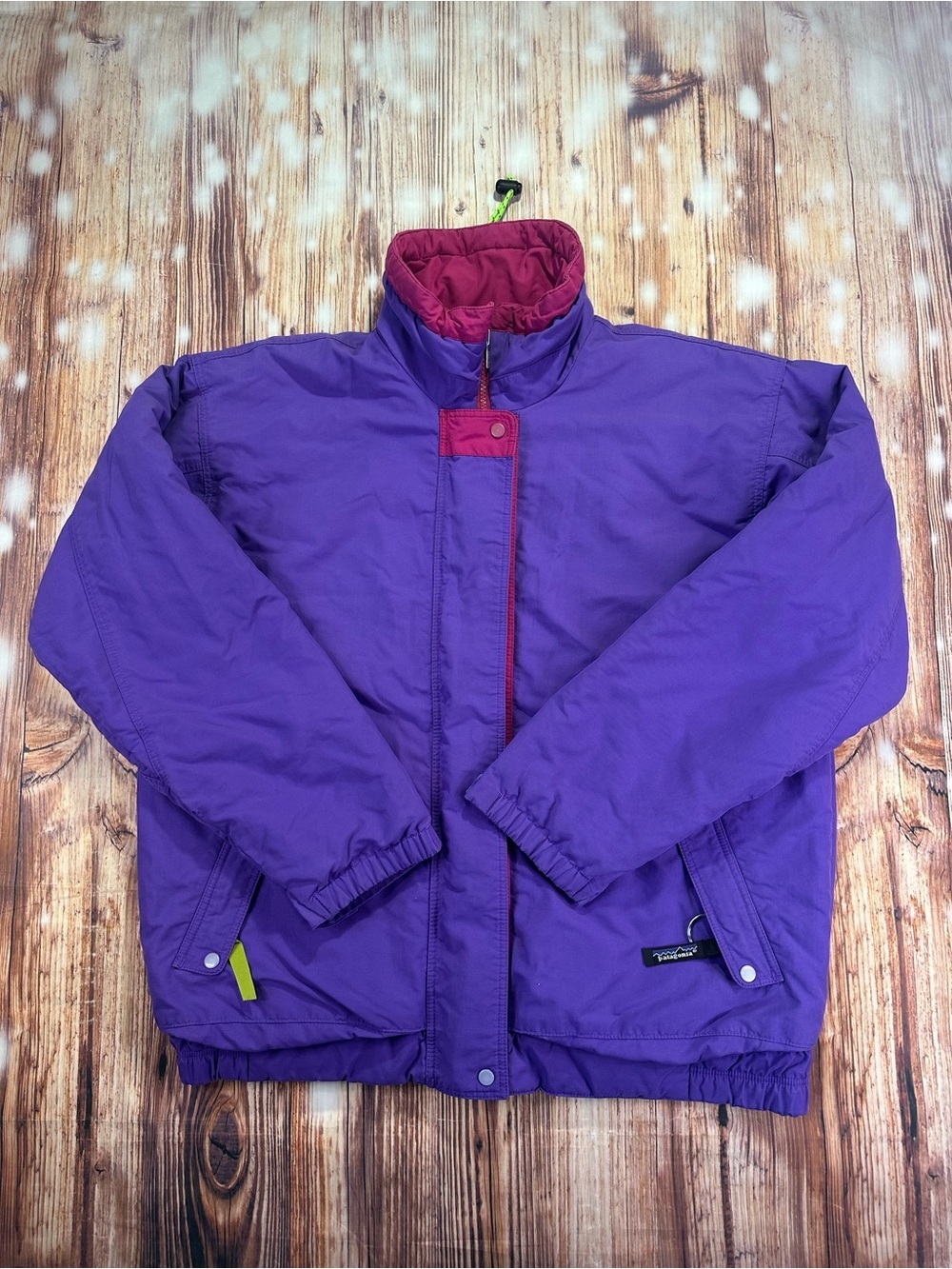 Vintage Womens Patagonia Jacket Color Block Purple Pink Yellow Size 10 Medium